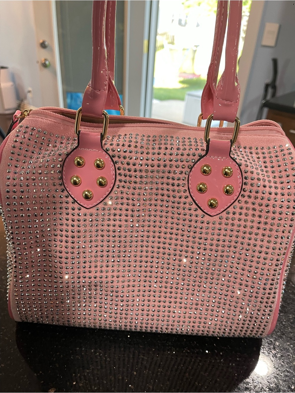 Pink Crystal-Embellished Satchel Bag - Picture 4 of 13